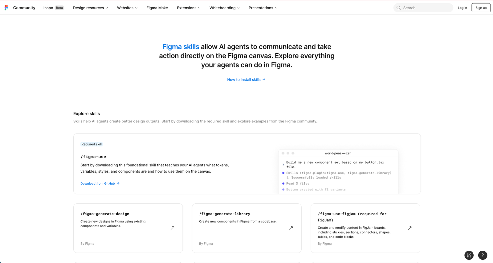Página de skills de Figma en la comunidad